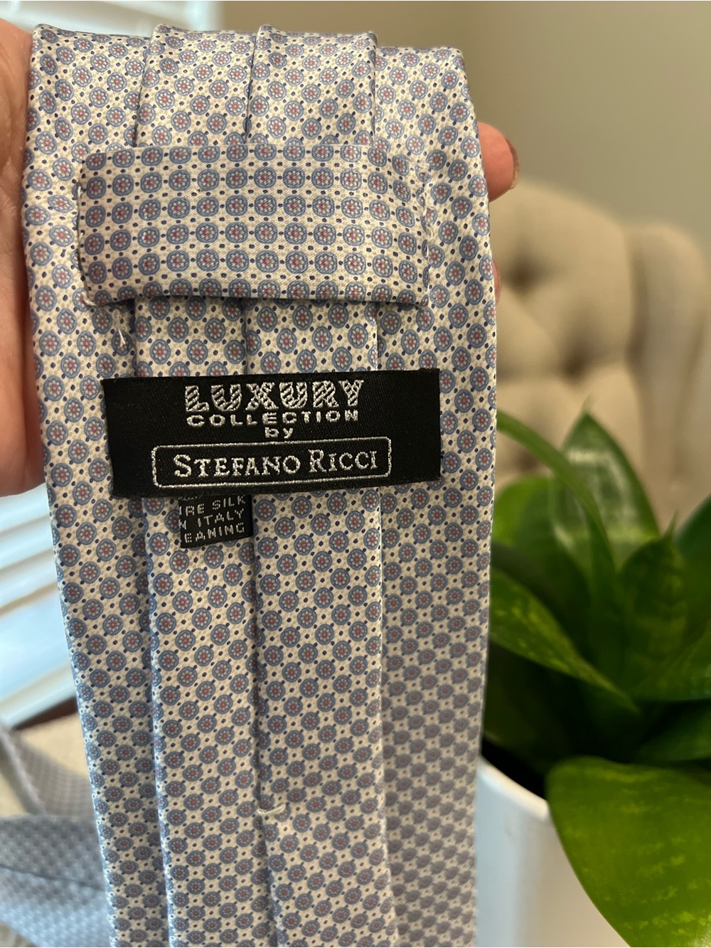 Stefano Ricci 100% Silk Tie Blue Medallion Print Luxury Italian Designer Tie - Picture 5 of 7